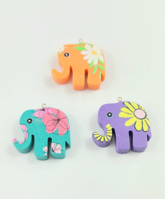 Resin pendants Elephant with Flower