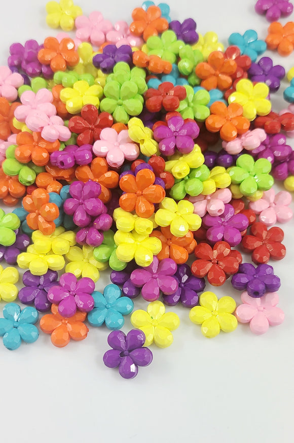 Acrylic Beads Flower Faceted