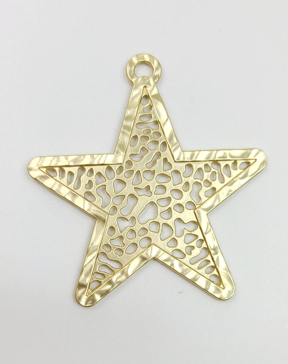 Alloy Big Pendants Matte style Star  14k gold plated