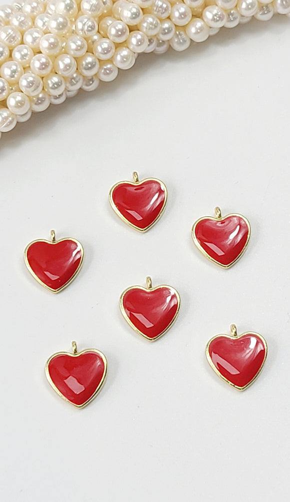 Alloy pendants with enamel heart