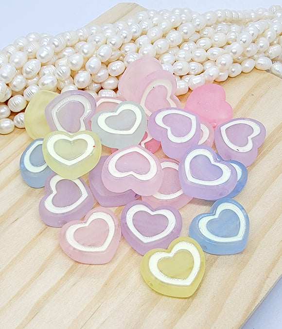 Acrylic Bead frosted Heart