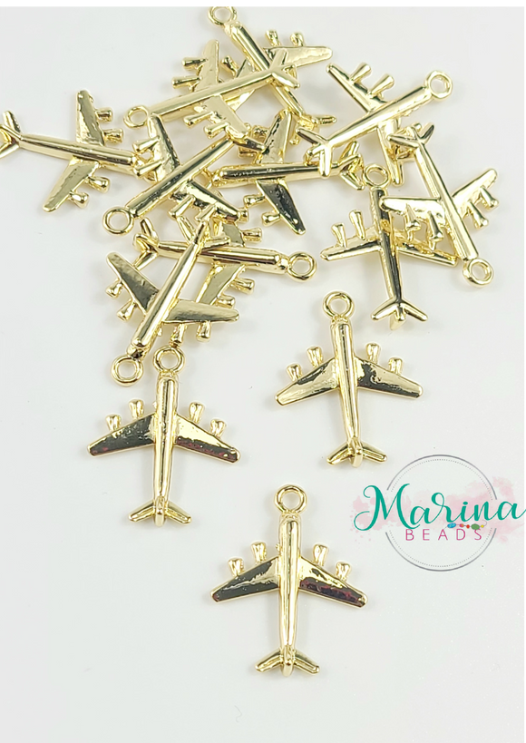 Travel Charms Airplane 16k Real gold plated