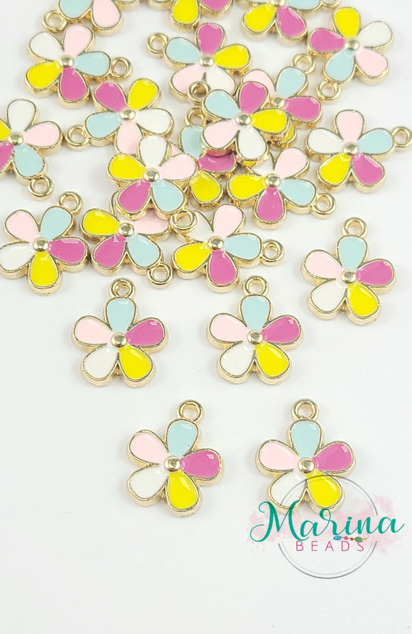 Alloy charms Flower Gold plated Enamel