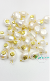 Natural Keshi pearl pendants Alloy cabochons golden