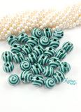 Painted natural wood beads