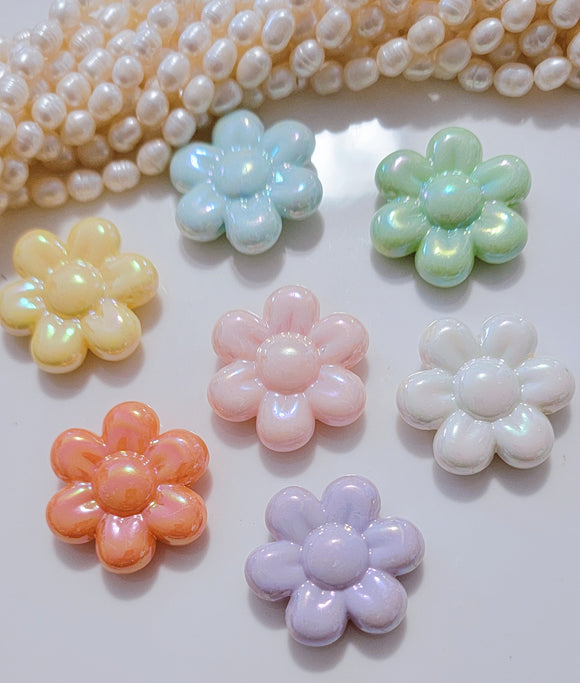 Opaque acrylic Beads ab flower