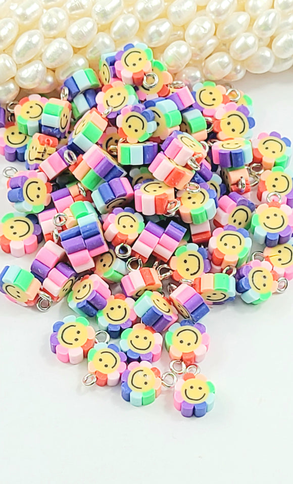 Polymer clay charms smile Rainbow color