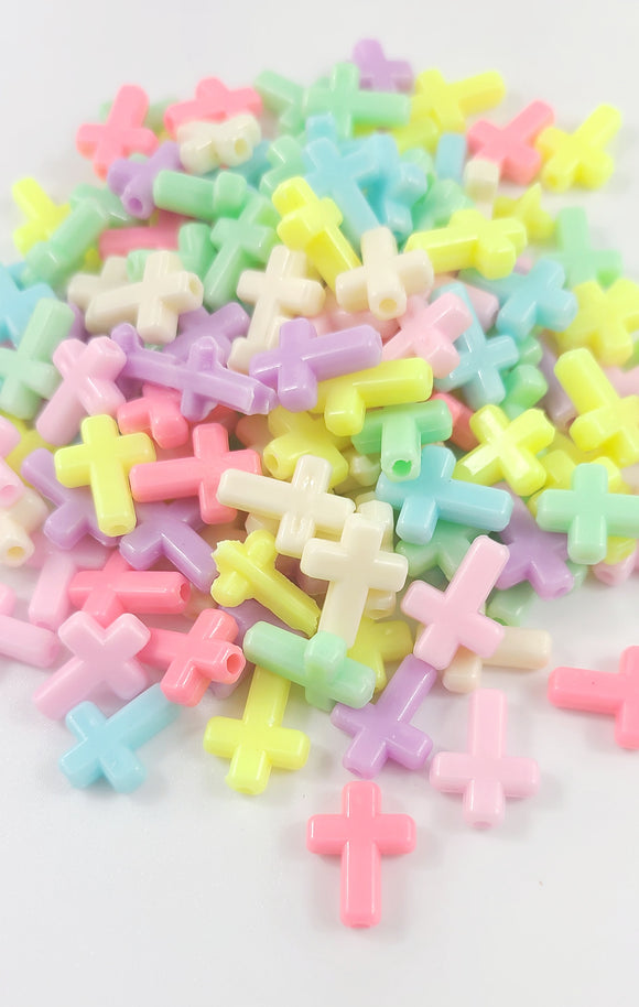 Acrylic cross Beads mixed color