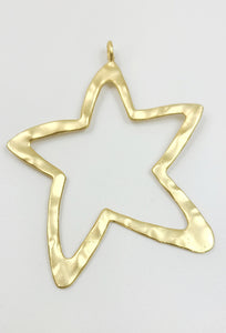 Alloy Big Pendants Matte Star 14k gold plated