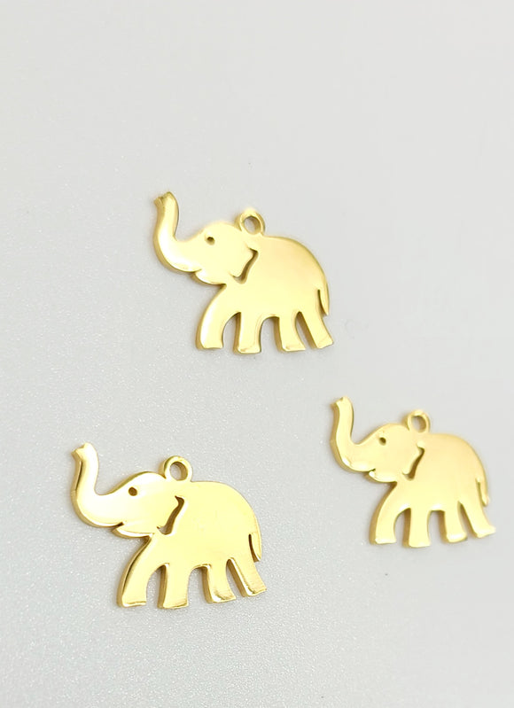 Stainless Steel  charms  Elephant Gold