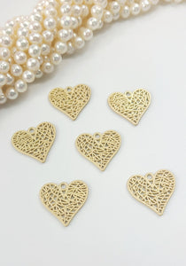 Alloy pendants Heart Matte  Gold color