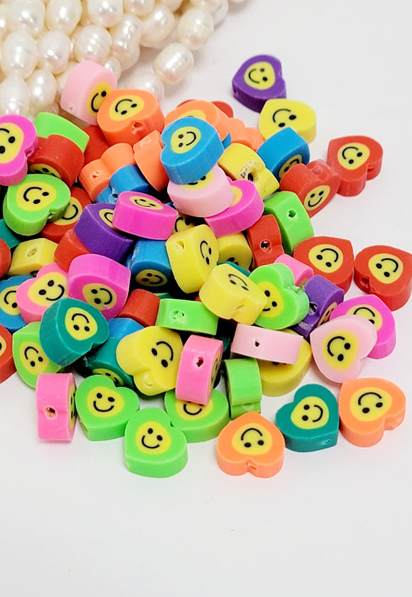 Polymer clay Beads Heart smile face