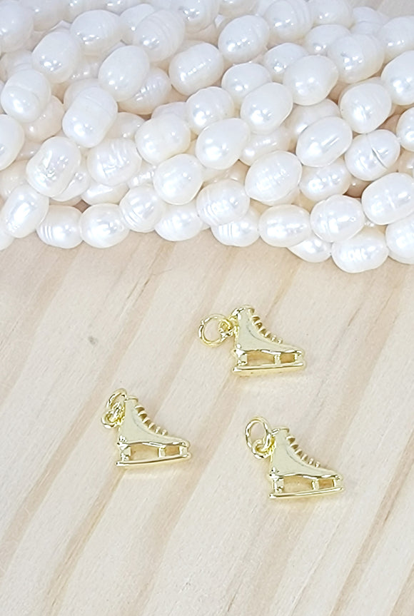 Pendants ice skates real 18k gold plated