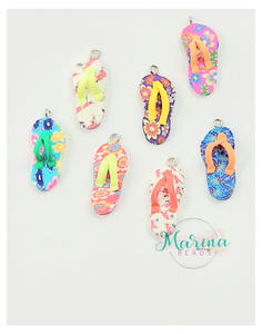 Alloy findings polymer Clay Pendants Flip-Flops