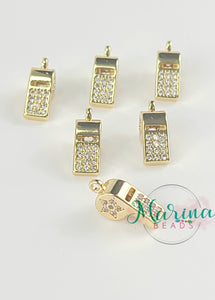 Micro pave cubic zirconia charms whistle